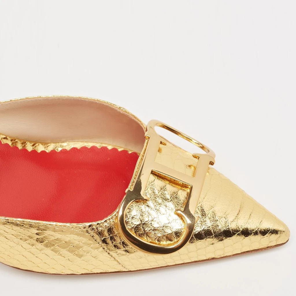 CH Carolina Herrera CH Carolina Herrera Metallic Gold Python Embellished Slingback Pumps Size 39 7