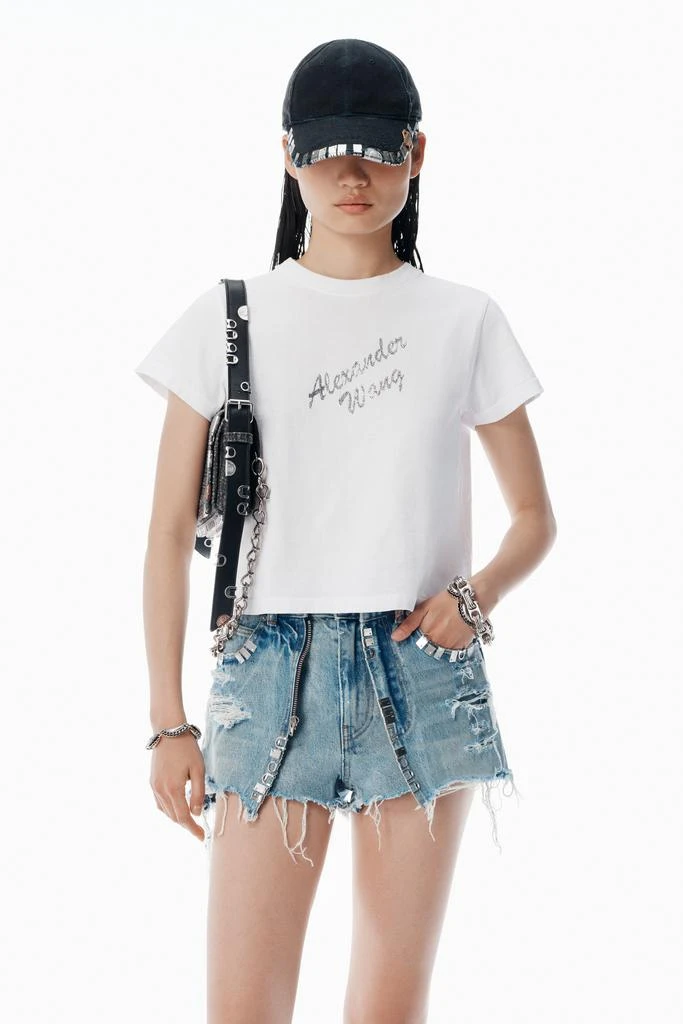 Alexander Wang White Crystal Hotfix & Cotton Logo Tee 1