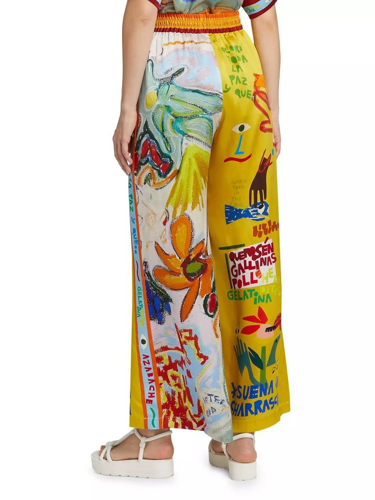 ALÉMAIS La Charrasca Printed Silk Wide-Leg Pants 5