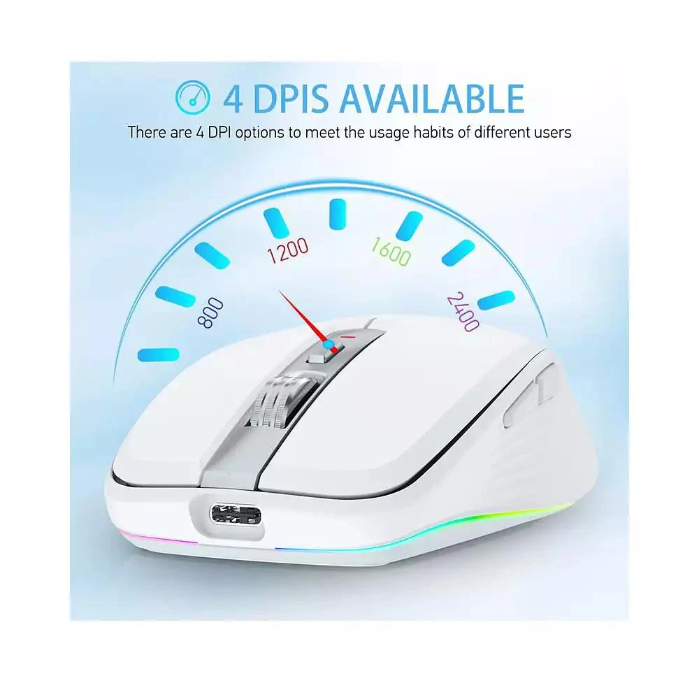 risokeys Dual-Mode Wireless Mouse-(2.4G 
Bluetooth 5.1), 2400 DPI Adjustable, Silent Click, Type-C Rechargeable 3