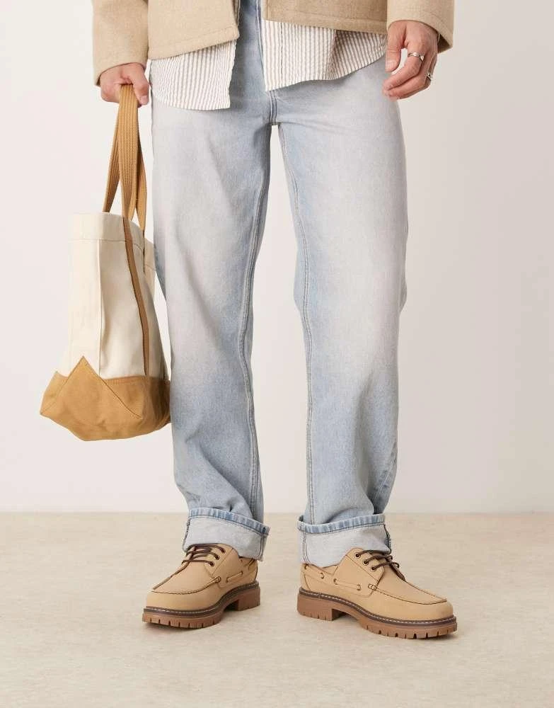 ASOS ASOS DESIGN lace up boat shoes in stone 2