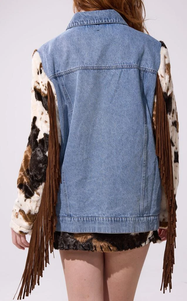 AZALEA WANG Lila Western Fringe Denim Jacket 2