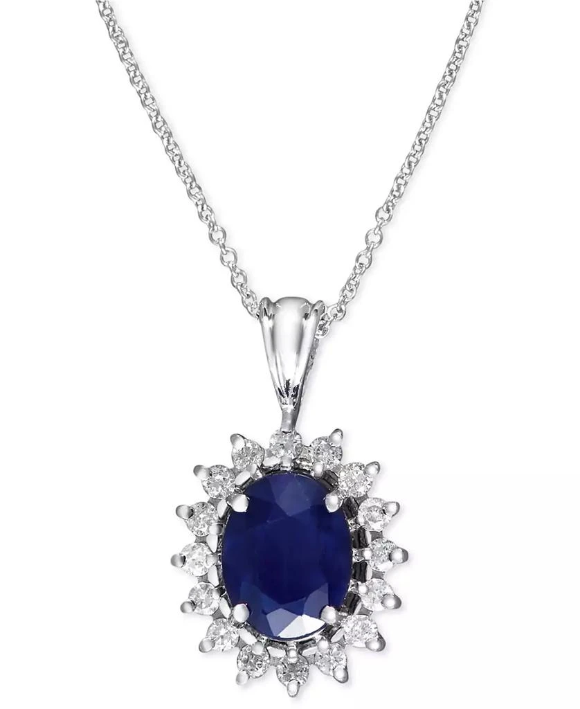 Effy EFFY® Sapphire and Diamond Oval Pendant in 14k White Gold and 14k Yellow Gold, Created for Macy
s (Also available in Emerald)
