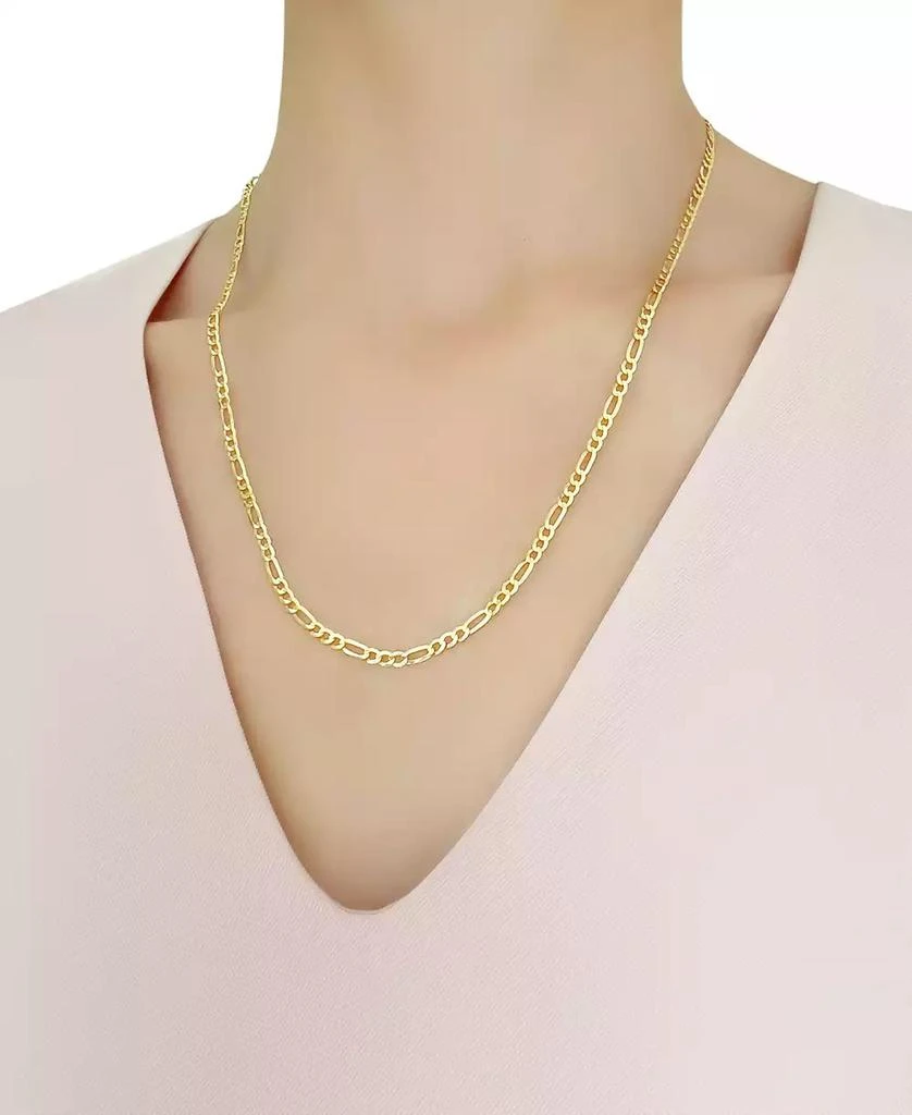 Italian Gold 22" Figaro Link Chain Necklace (3-1/5mm) in Solid 14k Gold 2