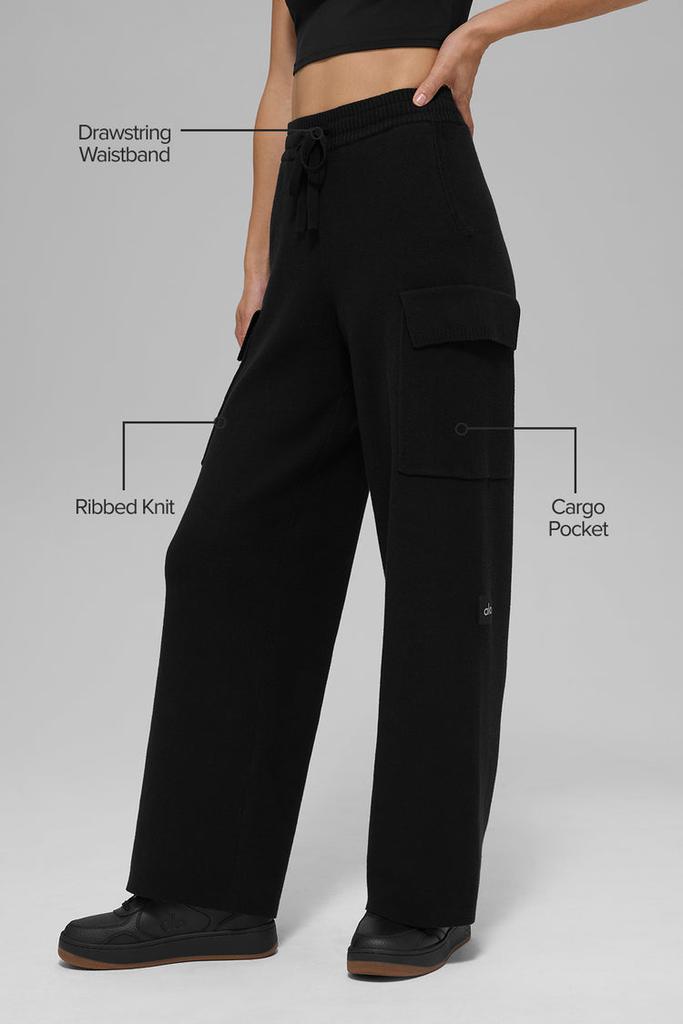 Alo Scholar Knit High-Waist Cargo Pant - Ivory