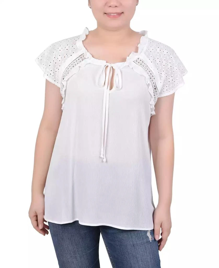 NY Collection Petite Eyelet Sleeve Blouse 1
