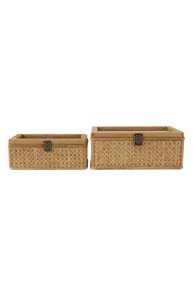 UMA Set of 2 Natural Rattan Boxes