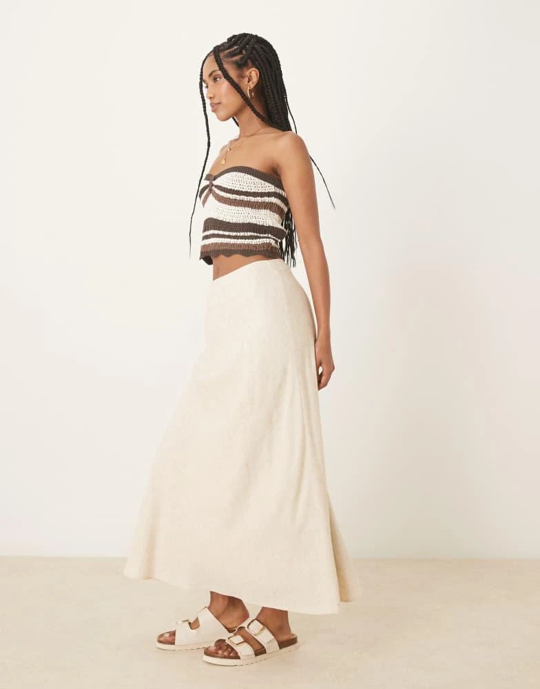 Abercrombie & Fitch Abercrombie & Fitch mid rise linen maxi skirt in oatmeal 2