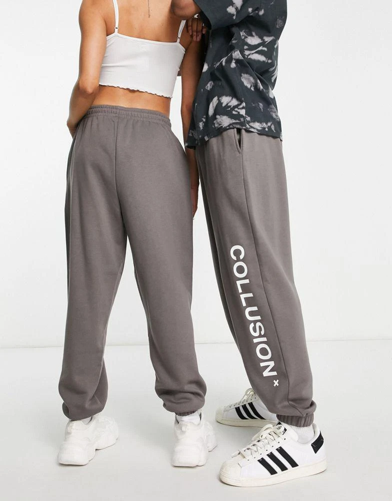 COLLUSION COLLUSION Unisex logo joggers in dark grey 2