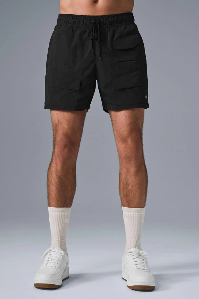 Alo 7" Crinkle Nylon Excursion Cargo Short - Black 1