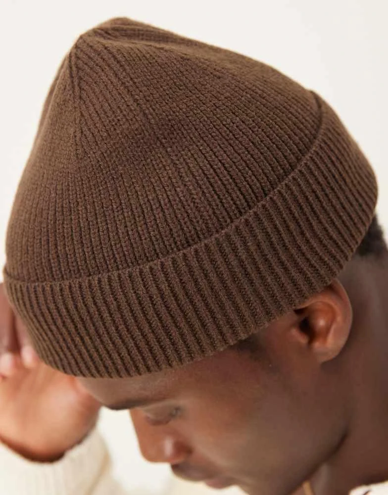 ASOS ASOS DESIGN fisherman beanie in brown 3