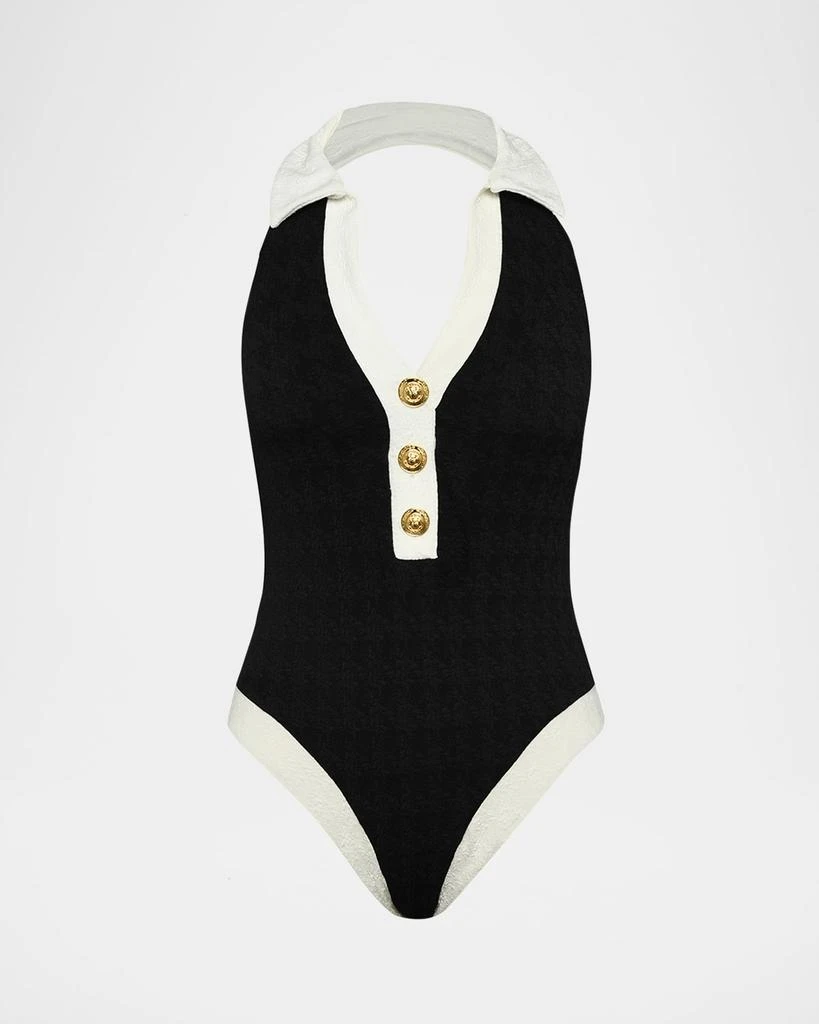 L'Agence Natalya Collared One-Piece Swimsuit 1