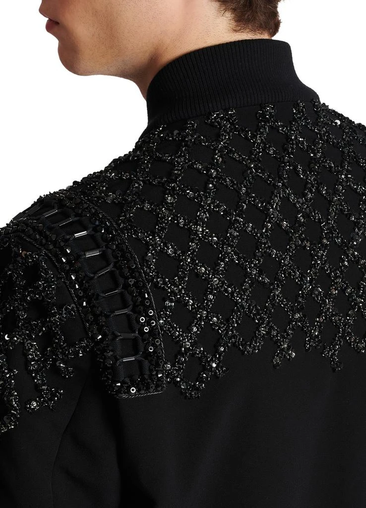 Balmain Embroidered crepe bomber jacket 8