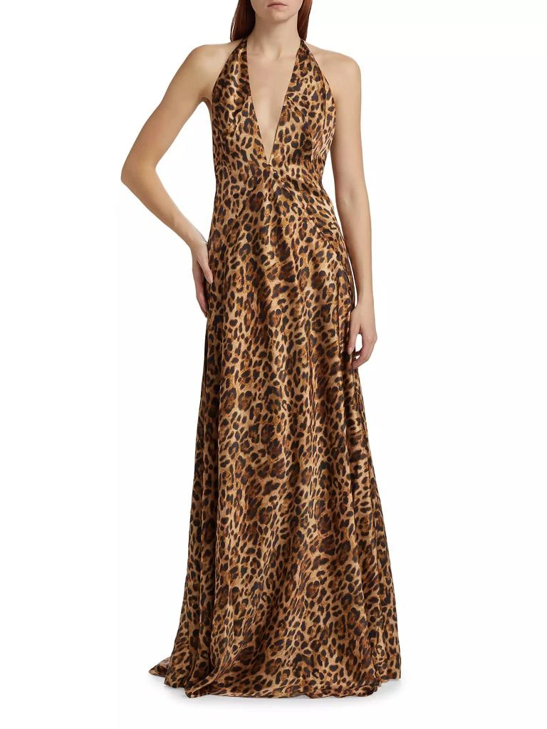 MICHAEL LO SORDO Alexandra Silk Leopard Maxi Gown 3