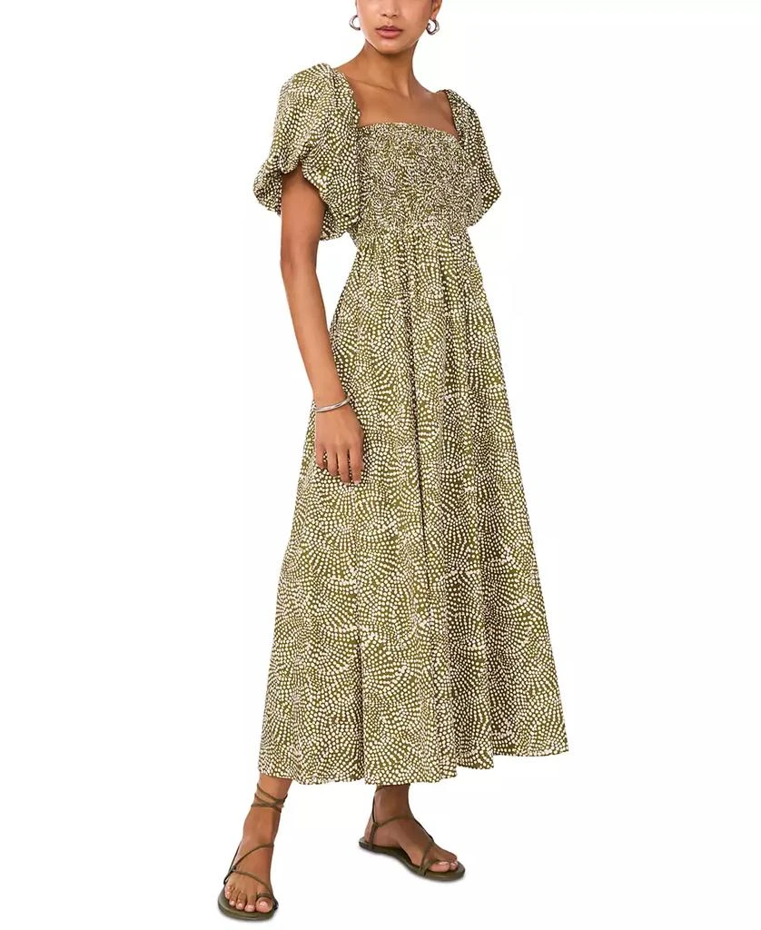1. State Women's Printed Puff-Sleeve Midi Dress 2