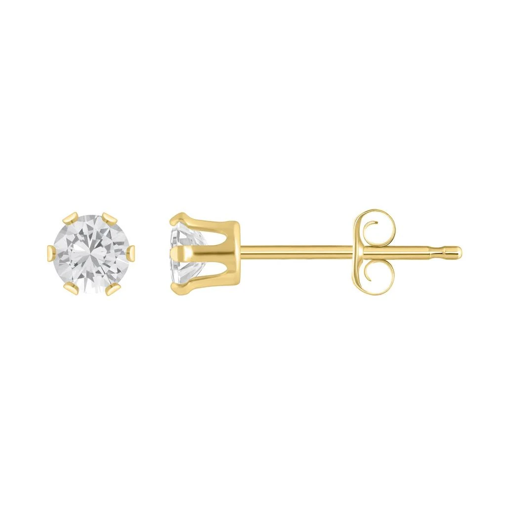 Glistening Jewels 10K Gold 3mm Round White Topaz Stud Earrings