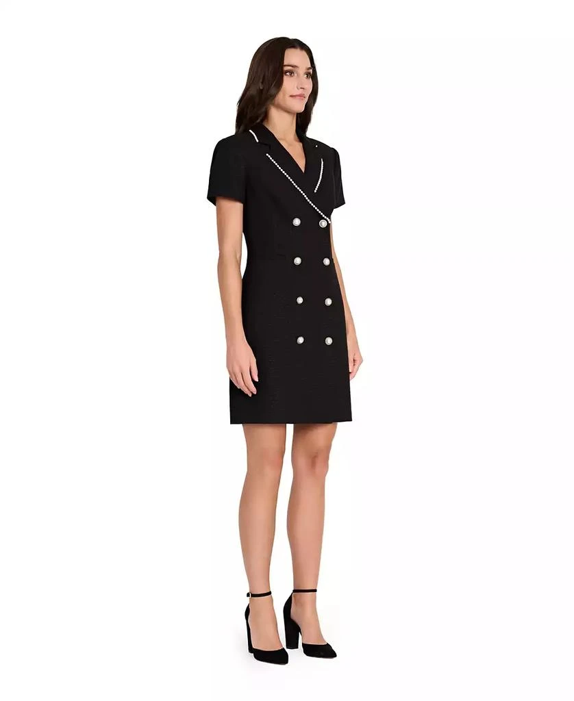 Tahari Women's Imitation Pearl Trim Boucle Coat Dress - Black - 8 Tahari Women's Imitation Pearl Trim Boucle Coat Dress - Black - 8