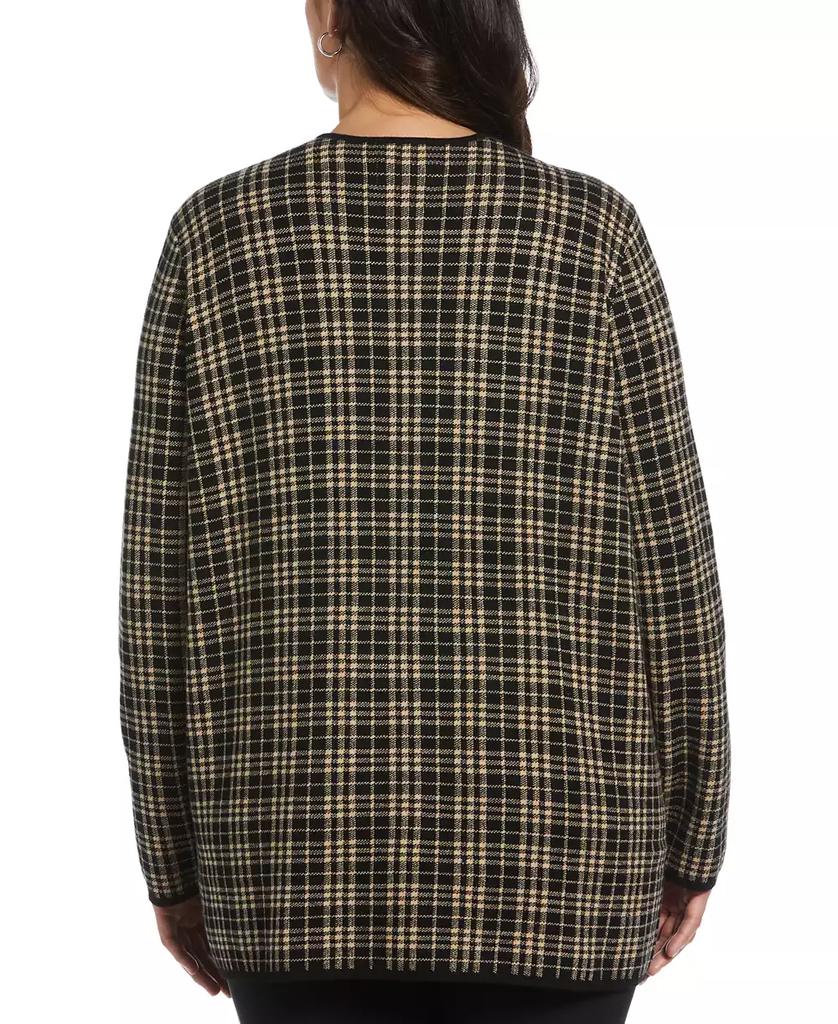 Rafaella Plus Size Plaid Jacquard Flyaway Cardigan Sweater