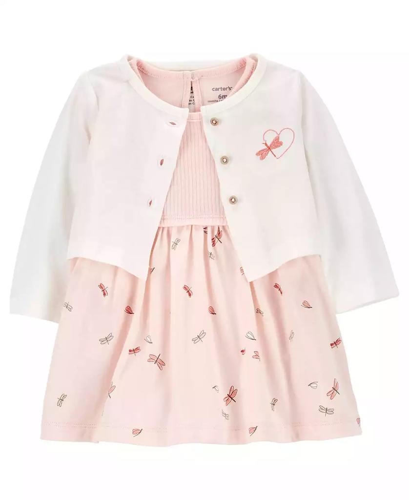 Carter's Baby Girls Bodysuit Dress and Cardigan, 2 Piece Set