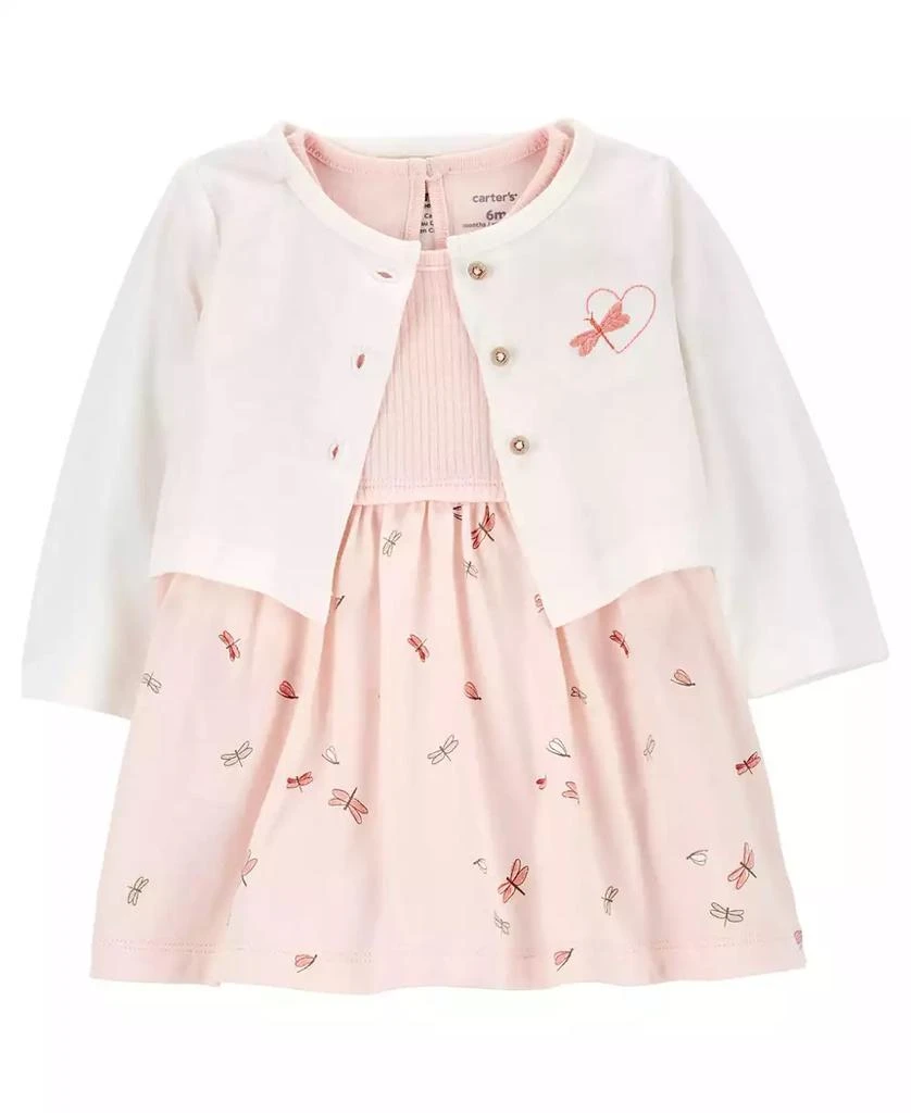 Carter's Baby Girls Bodysuit Dress and Cardigan, 2 Piece Set 1