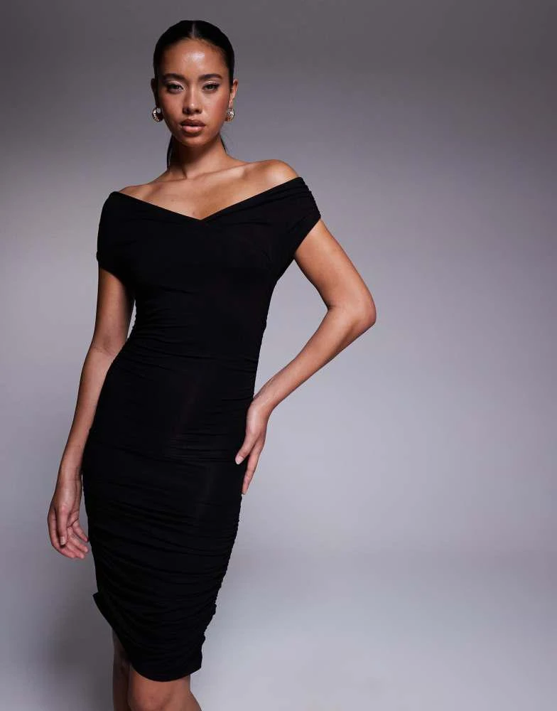Shop ASOS DESIGN ruched off the shoulder mini dress in black on Sale at  BeyondStyle  Get 40% Off ASOS DESIGN ruched off the shoulder mini dress in  black with Limited-Time Flash