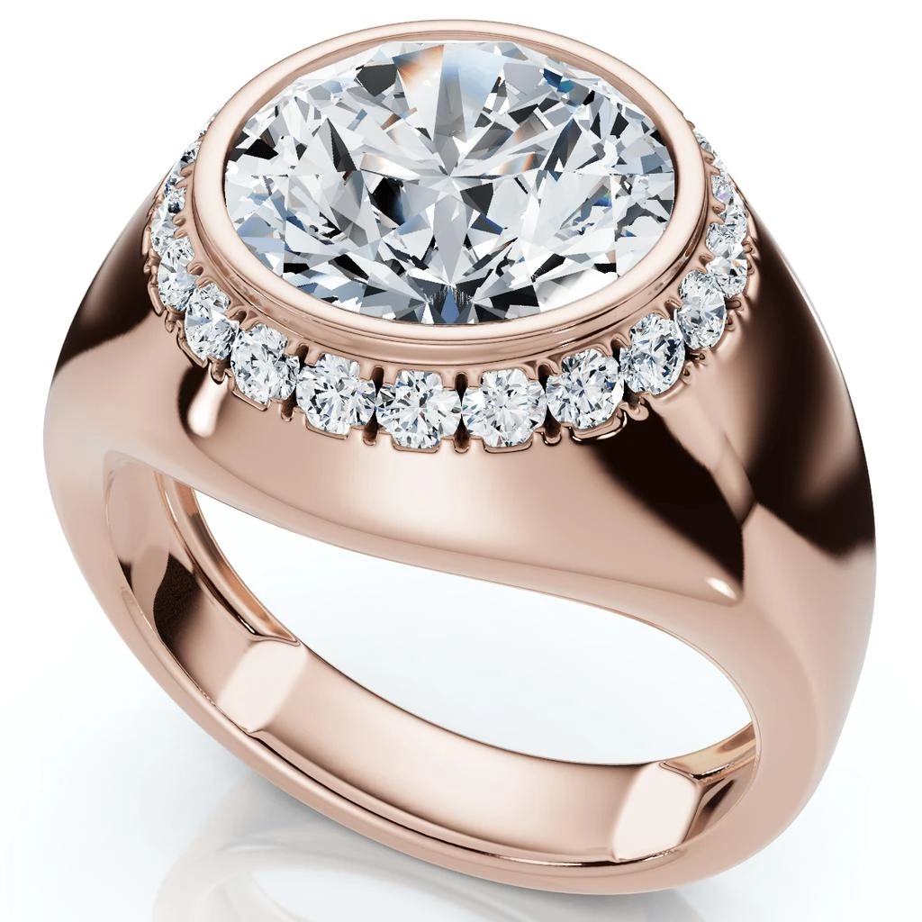 Pompeii3 Certified 3 1/3Ct Men
s Bezel Set Diamond Halo Signet Ring 14k Gold Lab Grown