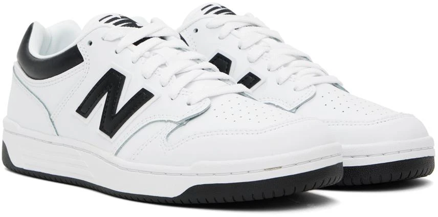 New Balance White & Black 480 Sneakers 4
