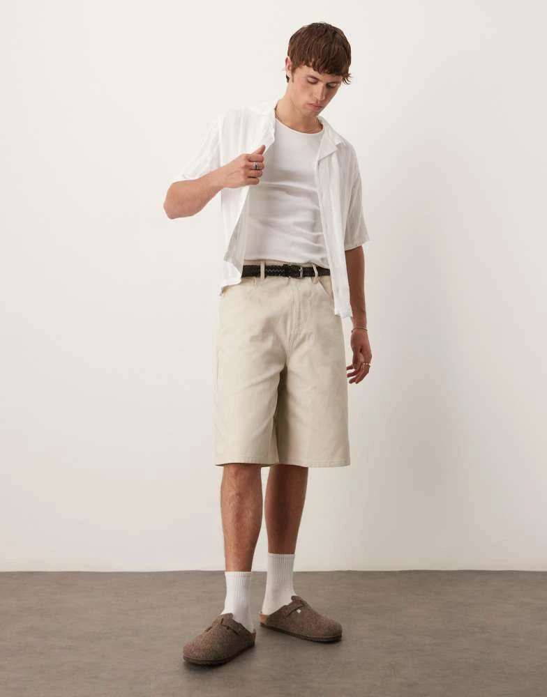 Abercrombie & Fitch Abercrombie & Fitch short sleeve cropped lightweight linen shirt in white 3
