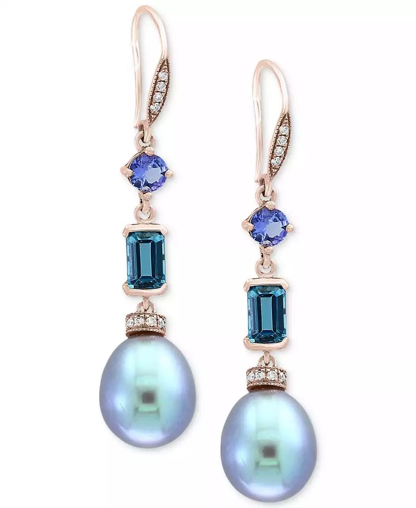Effy EFFY® Blue Cultured Freshwater Pearl (12 x 10mm), Multi-Gemstone (1-3/4 ct. t.w.)
Diamond (1/8 ct. t.w.) Drop Earrings in 14k Rose Gold 1