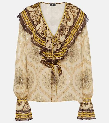 ETRO Ruffled paisley silk-blend blouse 1