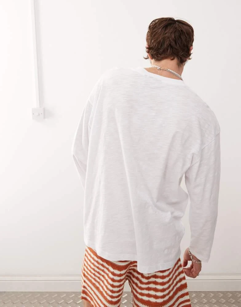 Reclaimed Vintage Reclaimed Vintage long sleeve slub jersey henley t-shirt in white 4