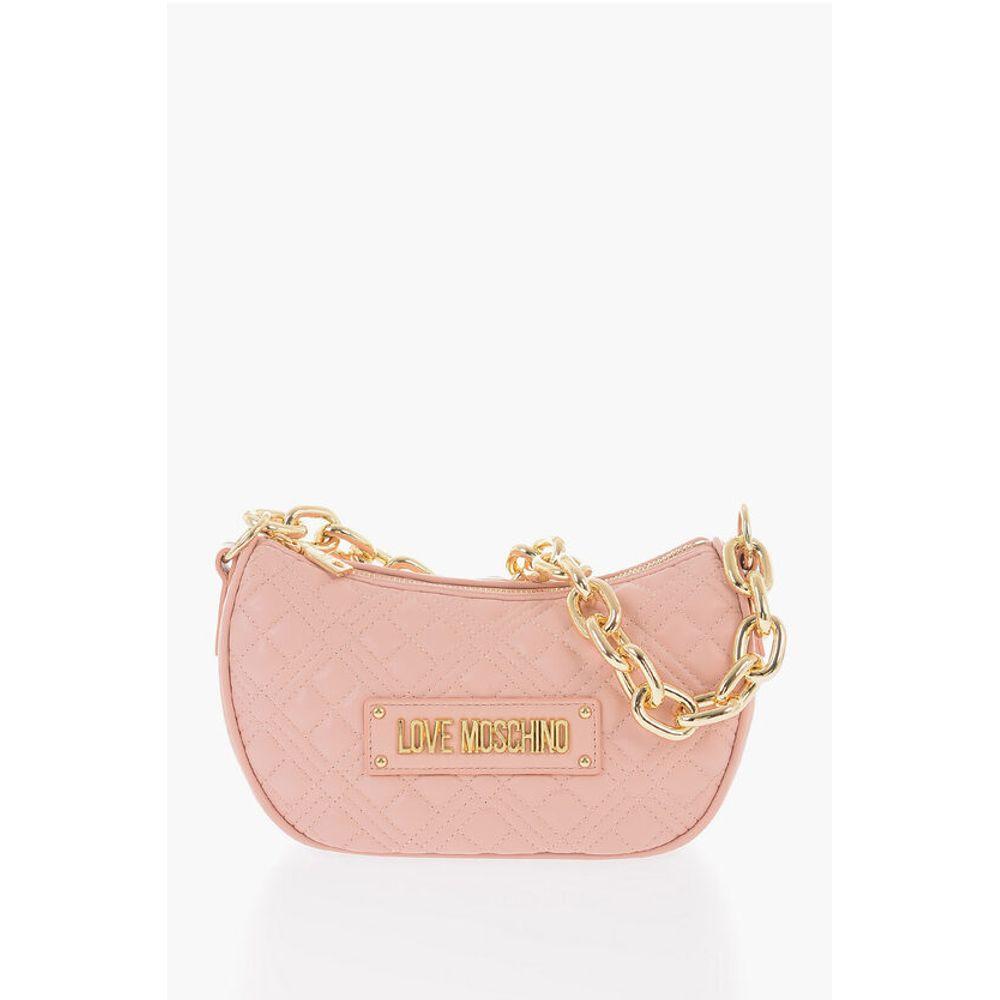 Moschino LOVE Quilted Faux Leather Shoulder Bag with Golden Women's Chain