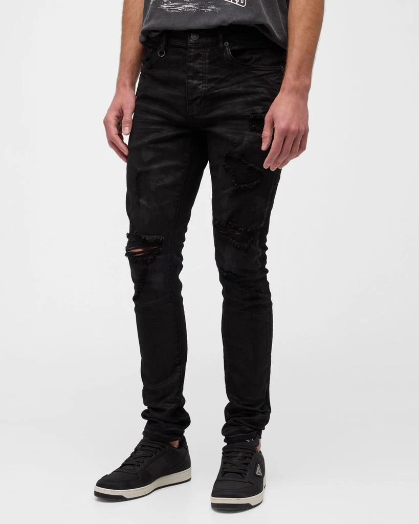 PURPLE Men's Oil Spill Skinny Jeans 2
