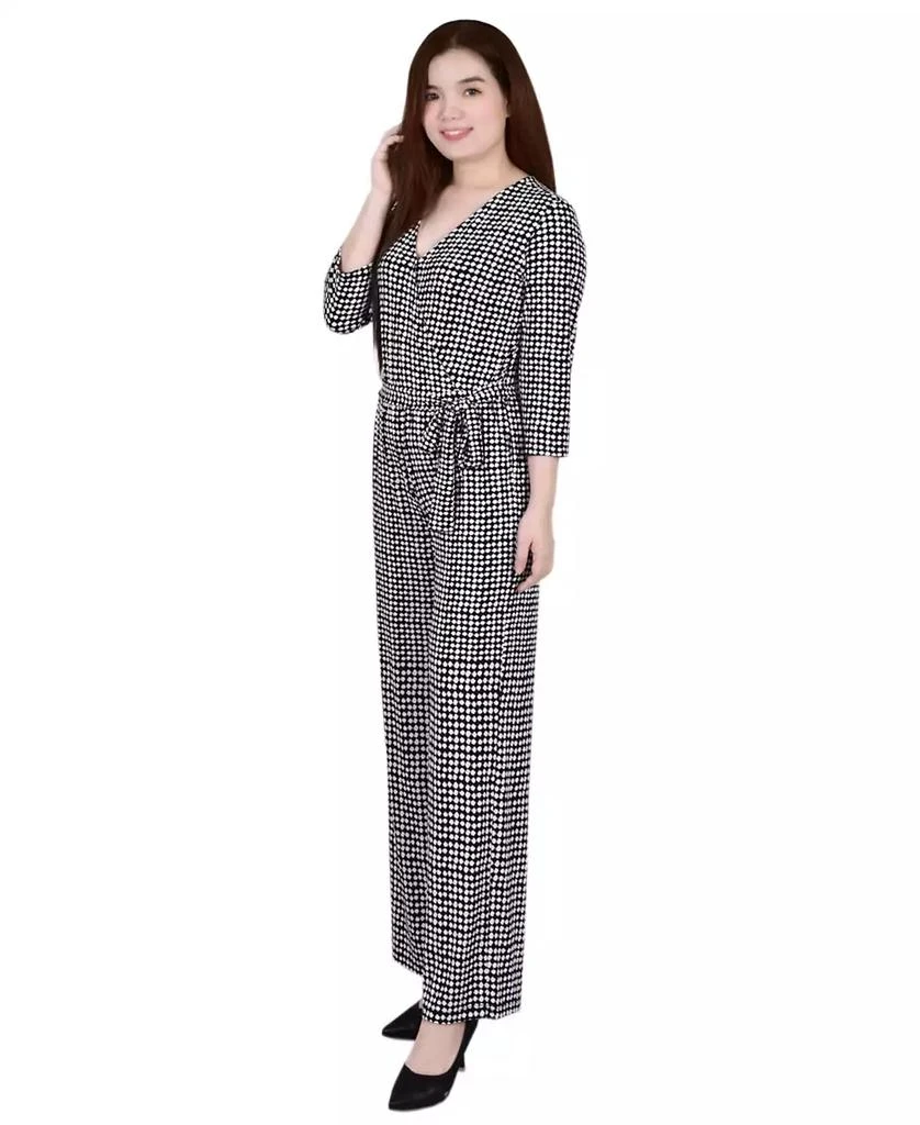 NY Collection Women's 3/4 Sleeve Belted Jumpsuit 3