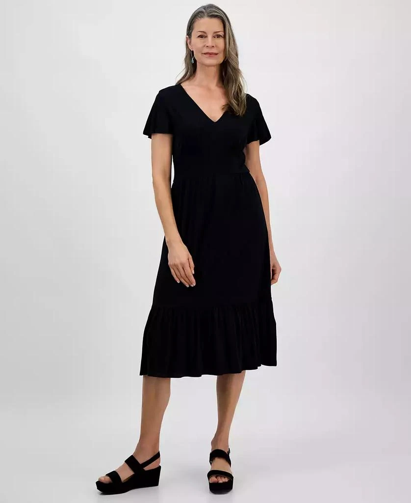 Style & Co Women's Printed Flutter-Sleeve Knit Midi Dress, Exclusively at Macy's 1