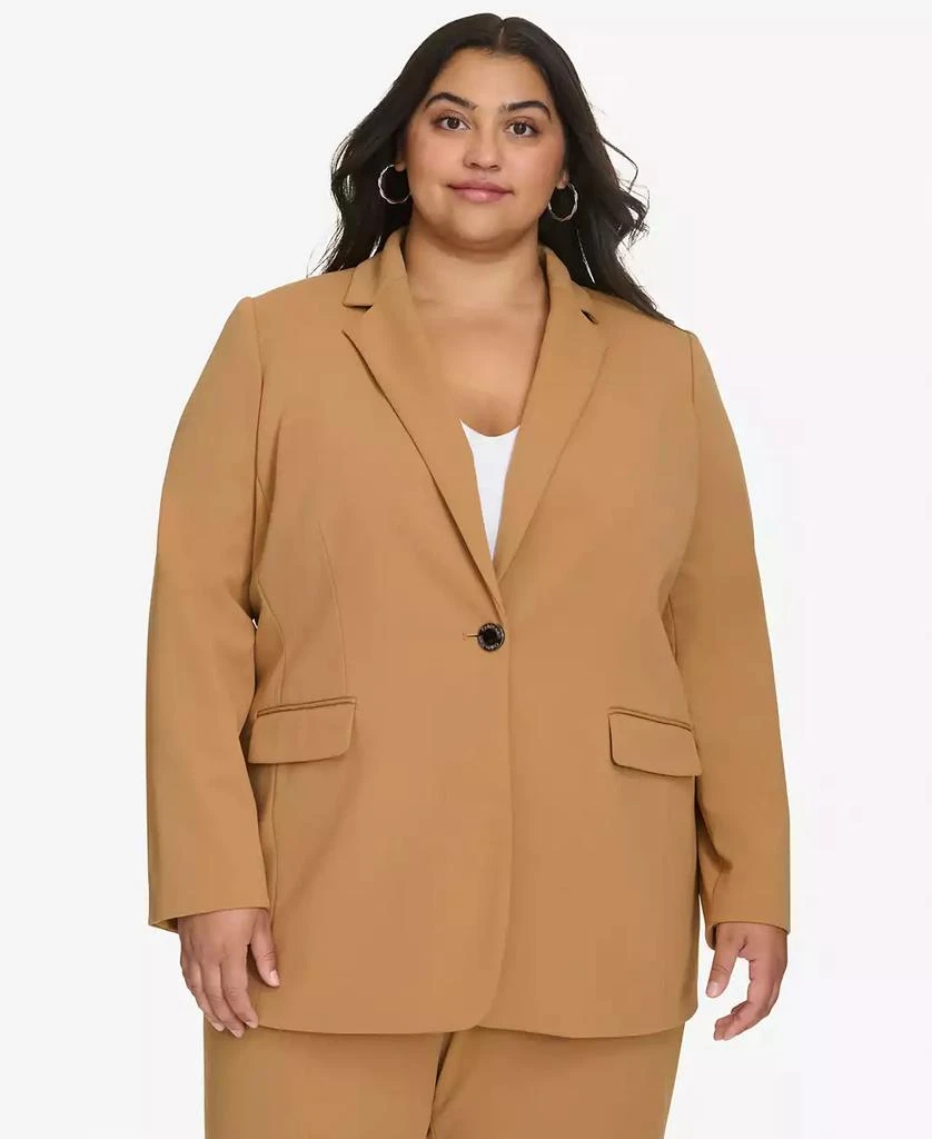 Calvin Klein Plus Size Single-Button Padded-Shoulder Blazer 1