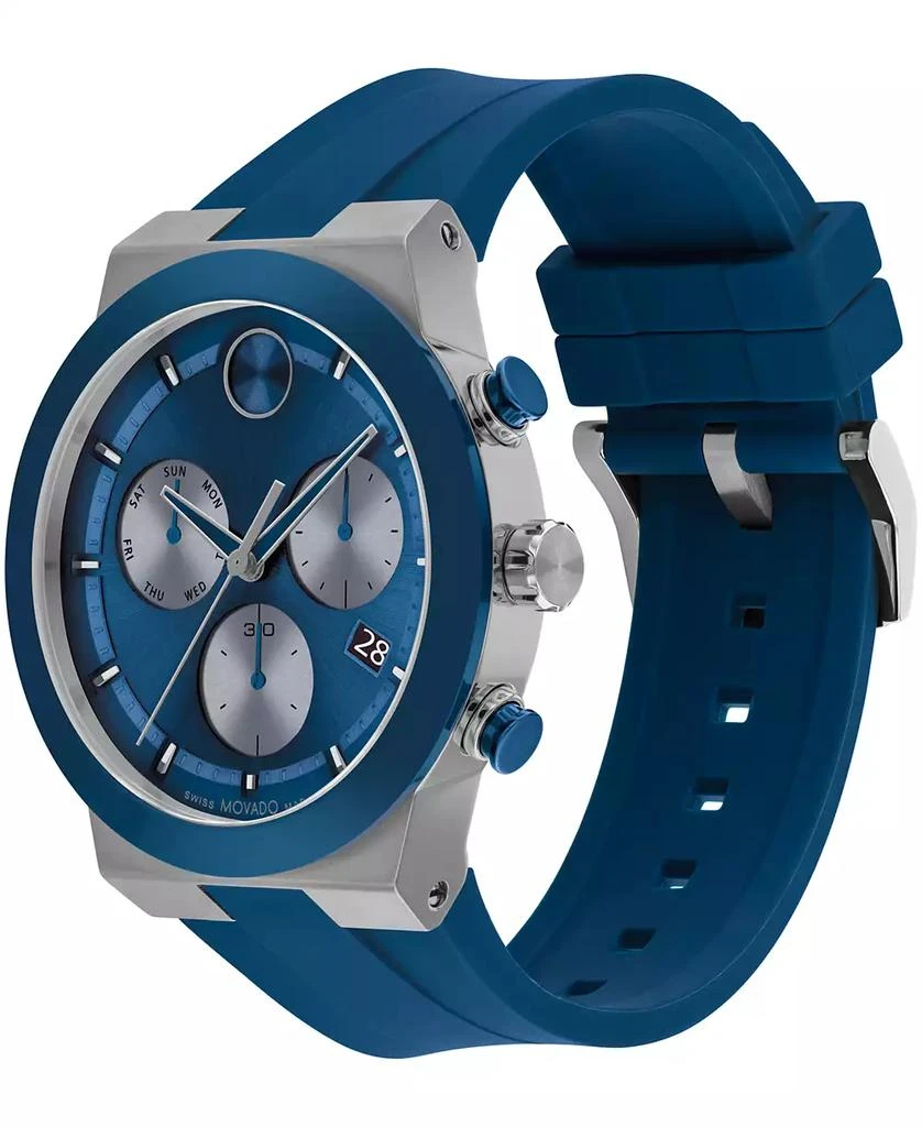 Movado Men's Bold Fusion Swiss Quartz Chrono Blue Silicone Watch 44.50mm 2