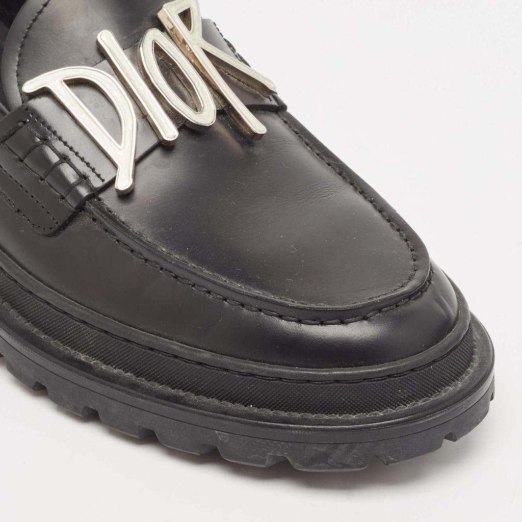 Dior x Stussy Black Leather Slip On Loafers Size 41 – On Sale Now