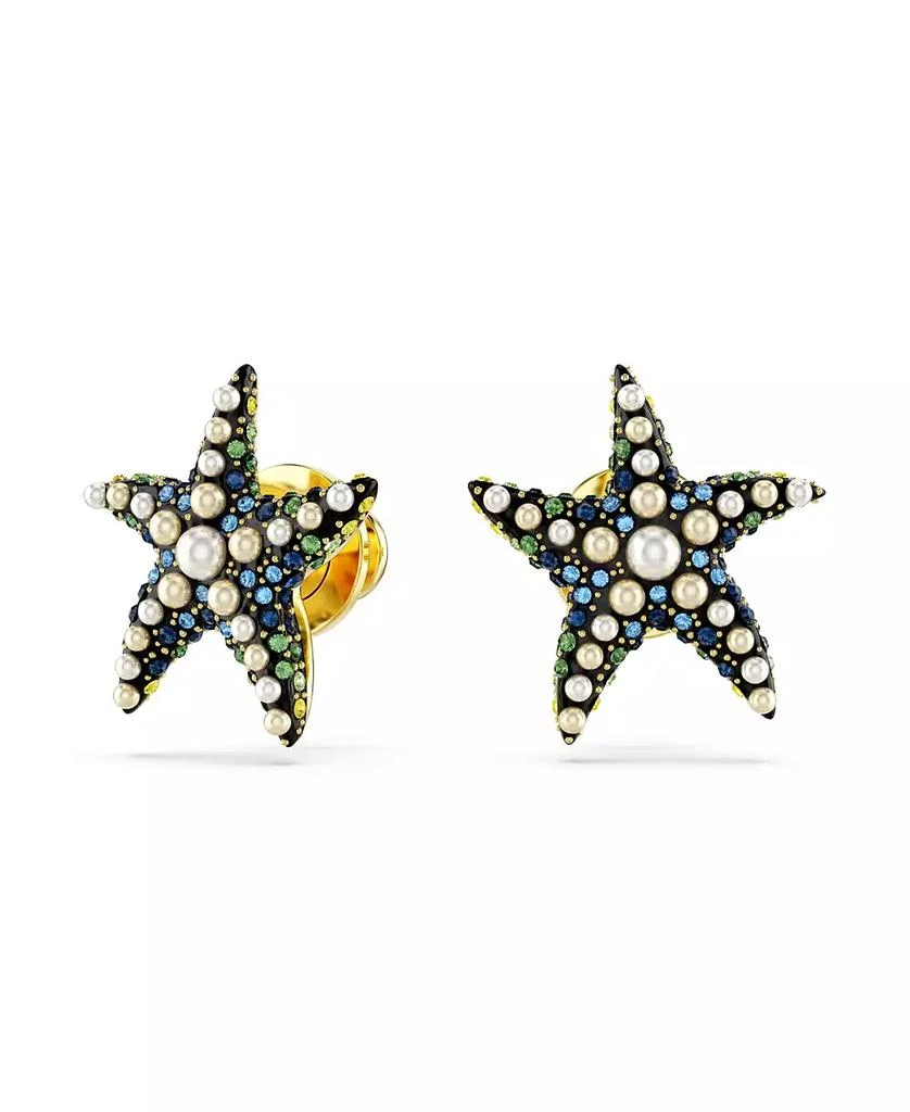 Swarovski Starfish, Small, Blue, Gold-Tone Idyllia Stud Earrings 3