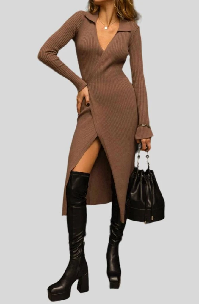 Shop Bey Knit Wrap Dress In Camel on Sale at BeyondStyle  Get 27% Off Bey  Knit Wrap Dress In Camel with Limited-Time Flash Deals, Exclusive  Discounts, and Special Offers. Enjoy Unbeatable