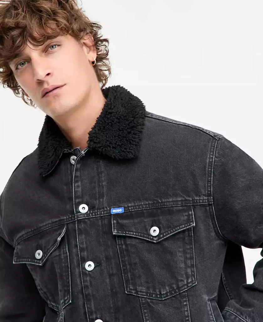 Hugo Boss Dex Stone Wash Denim Trucker Jacket with Fleece Collar 3