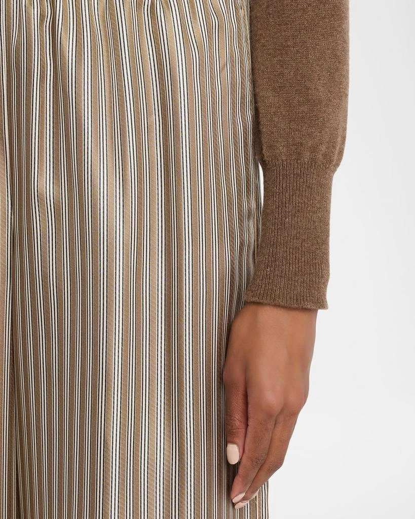 Max Mara Ladino Striped Silk Wide-Leg Belted Pants 5