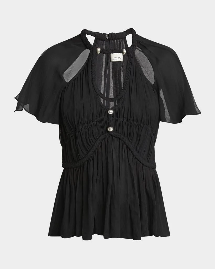 Isabel Marant Rosaline Cutout Pleated Chiffon Silk Top 1