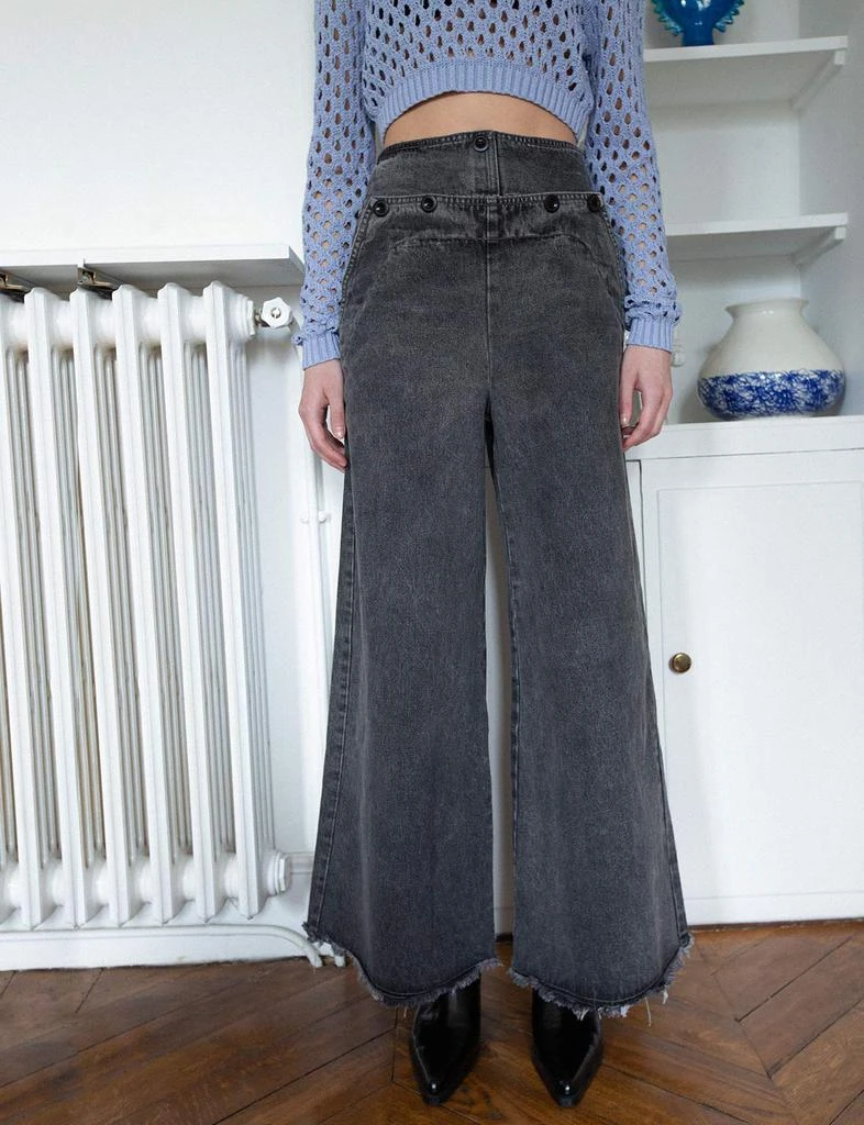 Pixie Market Washed Black Wide-Leg Jeans 2