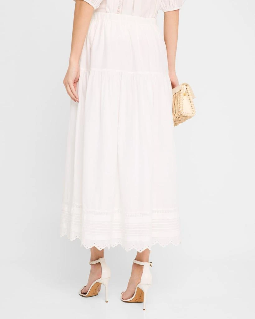 XIRENA Tilda Pintuck Scalloped Cotton Midi Skirt 3