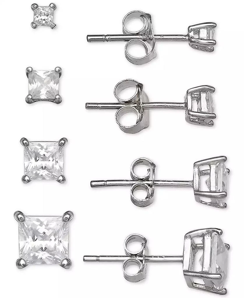 Giani Bernini 4-Pc. Set Cubic Zirconia Princess Stud Earrings in Sterling Silver, Created for Macy's 1