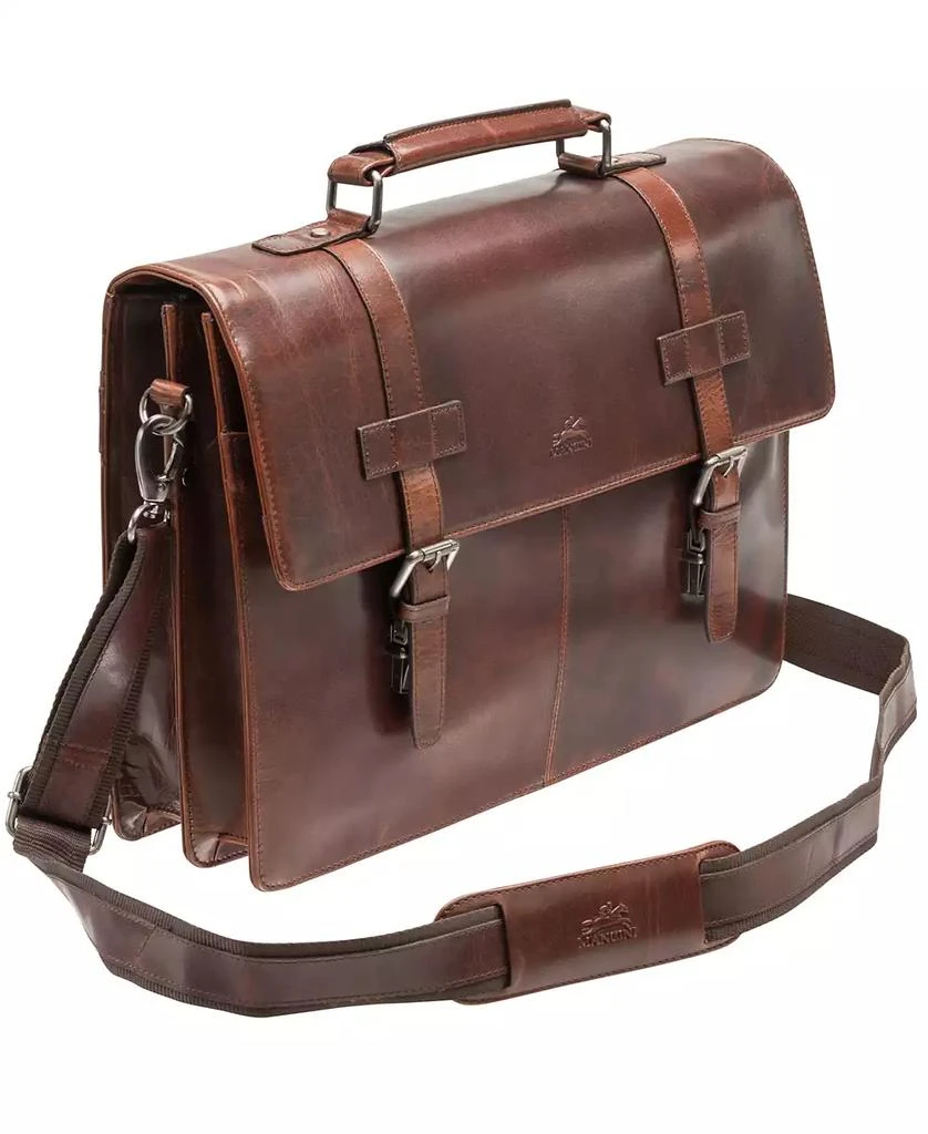 Mancini Leather Goods Men's Buffalo Collection Double Compartment 15.6" Laptop and Tablet Briefcase 2