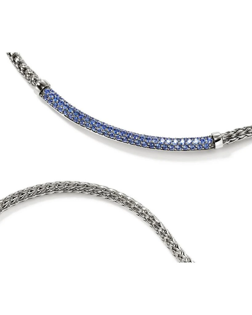 JOHN HARDY Sterling Silver JH Essentials Blue Sapphire Pavé Curved Bar Necklace, 16-18" 4