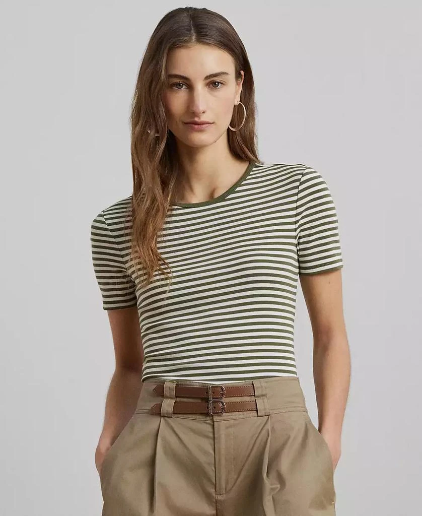 Ralph Lauren Women's Striped Stretch Cotton Crewneck Tee, Regular & Petite 1