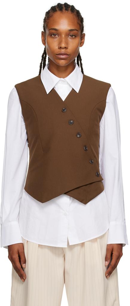 The Frankie Shop Brown Maesa Cross Vest - Gilets - Compare The Frankie Shop Brown Maesa Cross Vest - Gilets - Compare